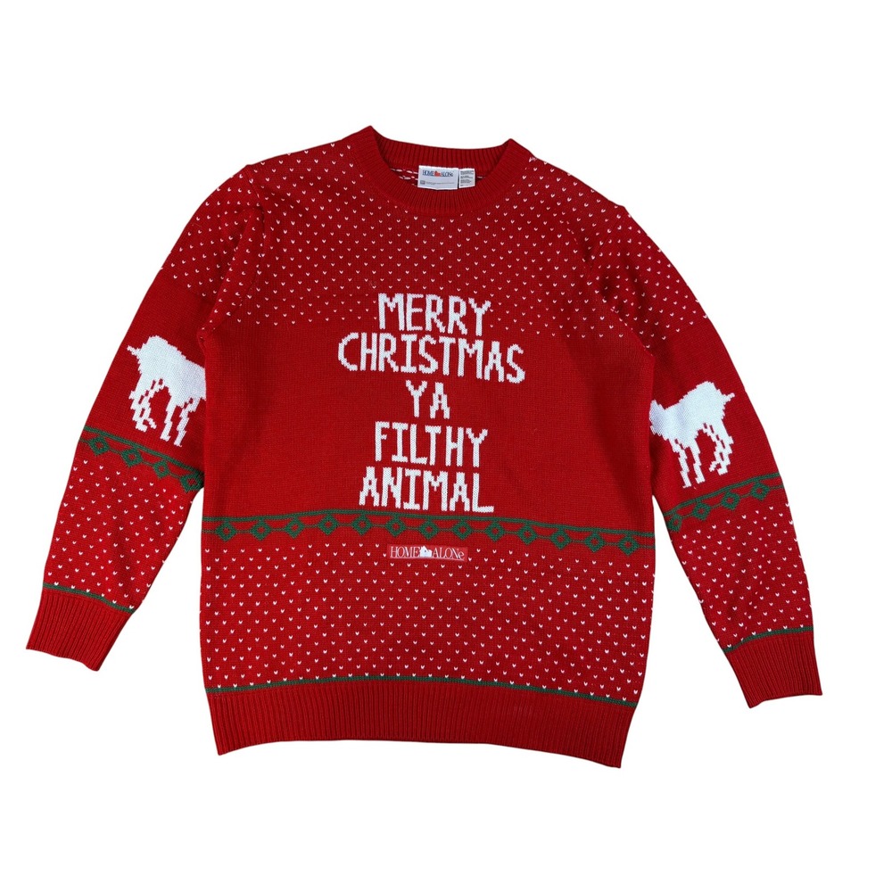 Home Alone Large Christmas Sweater Filthy Animal Red Acrylic Movie Knit